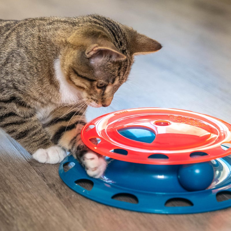Catstages Catnip Chase Interactive Ball Track Cat Toy, Red and Blue - Image 2